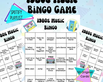 80s Music Bingo, GenX party game, Office Party Game, New Year's Party Game