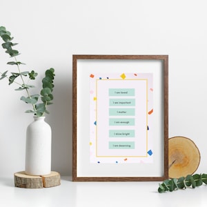 Affirmations Poster for Kids Positive Mental Health Poster Kids Affirmations Nursery Wall Art Calming Corner Classroom Decor Printable