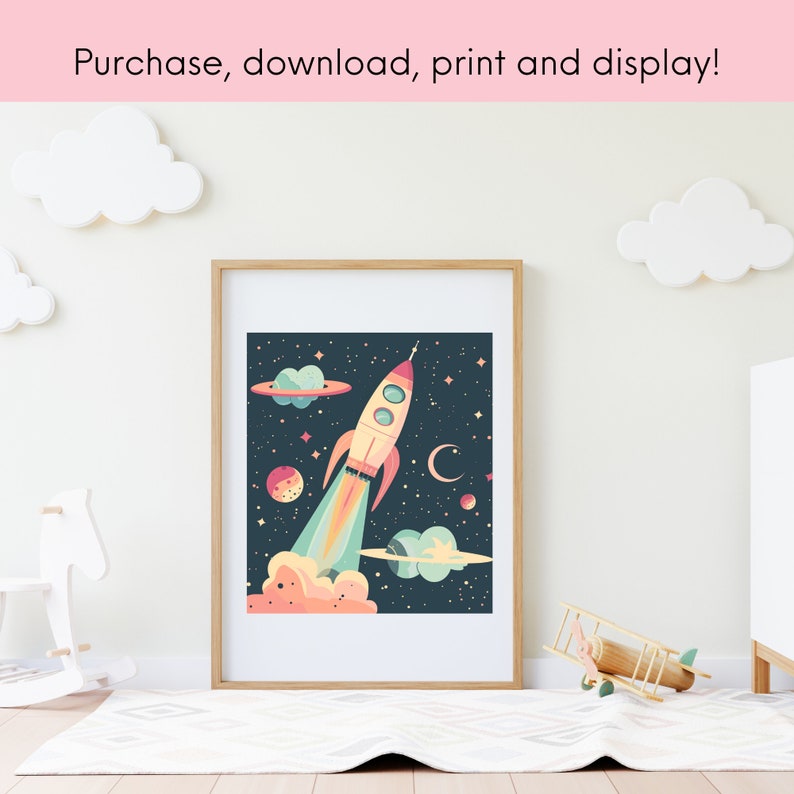 Instant Rocket Poster Spaceship Poster Space Theme Poster Rocketship ...
