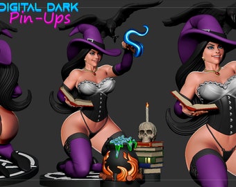 Clarice the Witch Pin Up - Topless Version Available  - 3D Printed multiple scales - Design by Digital Dark Pin Ups