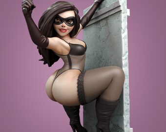 Auntie the Cat Burglar - Sexy Pin Up Miniature - Thick thighs save lives - Available in Multiple Sizes/Scales - Design by Torrida Minis