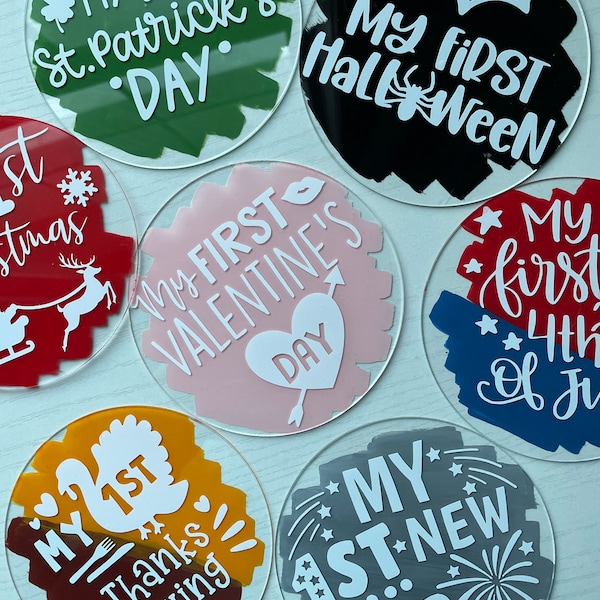 Babys first holidays | Babys gift | Acrylic milestones discs | Baby photos | Backdrops for baby’s | My first mothers day | First fathers day