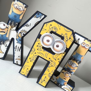 Minions 3D letters, Custom 3D number, Minions Party supplies, 3D letters party products, Minions party, Minions party decoration, Minions