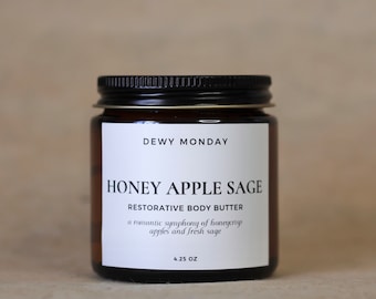 Honey Apple Sage Body Butter | Luxurious Body Cream | Moisturizing Cream for Dry Skin | Scented Body Moisturizer for Dry Skin