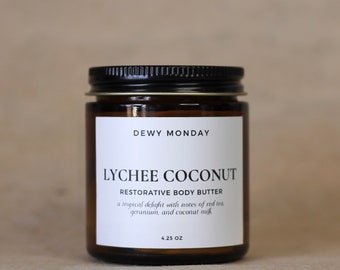 Lychee Coconut Luxurious Body Butter | Asian Inspired Body Cream Moisturizer | Skincare Meaningful Gifts for Her | Self Care Spa Gifts