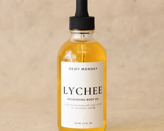 Lychee Body Oil After Shower Bath Oil - Body Oil - Massage Oil - Scented Tropical Lychee Coconut - Nourishing Skincare - Plant-Based