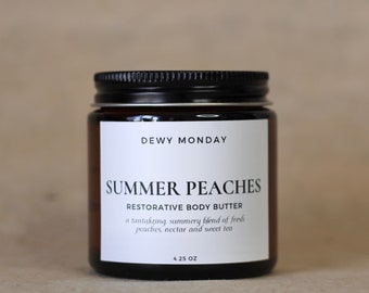 Summer Peaches Scented Body Butter | Moisturizing Cream | Luxurious Body Cream Handmade Vegan Whipped Butter | Handmade Bodycare