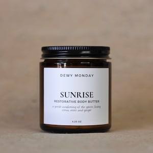 Sunrise Herbal Body Butter | Luxurious Body Cream | Self Care Spa Gifts Essential Oil Body Butter w/ Lavender Peppermint Grapefruit Ginger