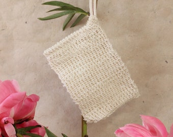 Économiseur de savon/pochette de savon/sac de savon exfoliant naturel biodégradable sac économiseur de savon respectueux de l'environnement/poche de bain luffa de sisal de bain/