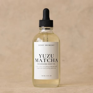 Yuzu Matcha Body Oil | After Shower Bath Oil | Massage Oil | Asian Inspired | Organic Vegan Plant-Based Skincare | Essential Oil Infused