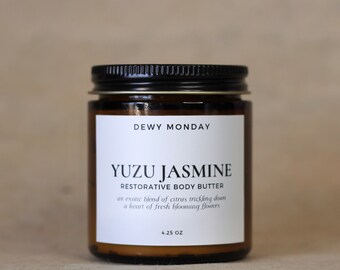Yuzu Jasmine Luxurious Body Butter | Asian Inspired Body Cream Plant-Based Moisturizer | Handmade Skincare | Self Care Spa Gifts For Her