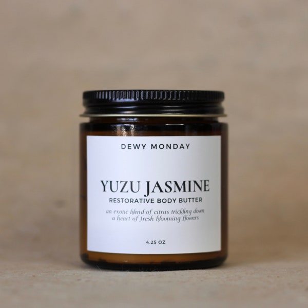 Yuzu Jasmine Luxurious Body Butter | Asian Inspired Body Cream Plant-Based Moisturizer | Handmade Skincare | Self Care Spa Gifts For Her