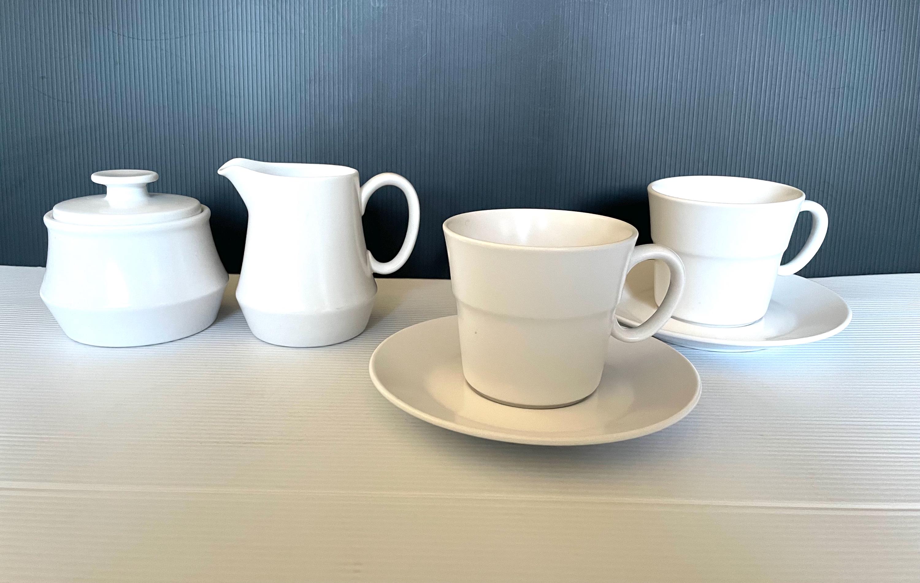Noritake Progression Pearl White China Cups Saucers Creamer