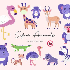 Cute Safari Animals Clipart Adorable Safari Creatures PNG Doodle Cute Animal Digital Stickers Playful Animals SVG Popular Trend