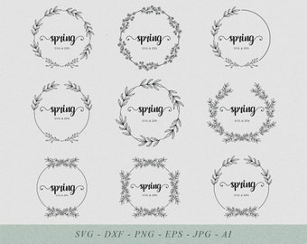 WREATH DESIGNS - Wreath Bundle Svg, Circle Monogram Svg, Floral Wreath Svg, Laurel Wreath Svg, Wreath Cut File, Cricut Wreath Svg