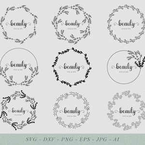 WREATH DESIGNS - Wreath Bundle Svg, Circle Monogram Svg, Floral Wreath Svg, Laurel Wreath Svg, Wreath Cut File, Cricut Wreath Svg