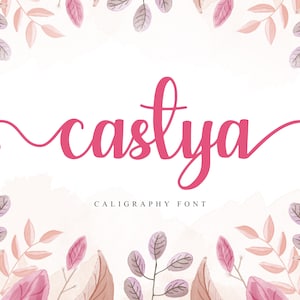 Castya Schriftart - Valentine Schriftart, Schriftart mit verbindenden Herzen, Schriftart mit Schwänzen, Boho Schriftart, Romantische Schriftart, kommerzielle Nutzung, Cricut Schriftart