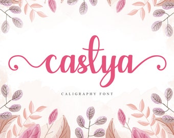 Castya フォント - バレンタイン フォント、ハートがつながるフォント、しっぽのフォント、ボヘミアン フォント、ロマンチック フォント、商用利用、Cricut フォント
