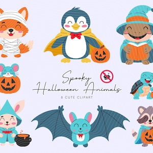 Halloween Animals Clipart Adorable Halloween Creatures SVG, PNG Doodle Animal Stickers Playful Spooky Designs Digital Download Popular Trend