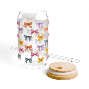 Vaso con forma de lazo Coquette, bonito vaso de vidrio para bebidas, diseño de pajarita, vaso con forma de lazo único, bonito vaso de vidrio, hecho en EE. UU.