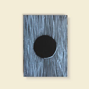 Linoldruck Postkarte | Sonne Sonnenfinsternis | handbedruckt, schwarz