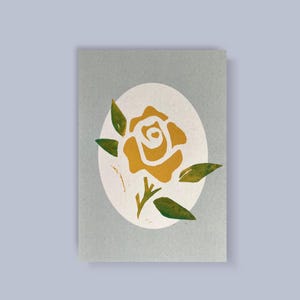Linoldruck Postkarte | Rose Blume | handbedruckt