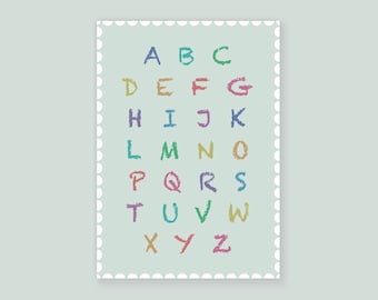 Postkarte | ABC Alphabet Buchstaben Einschulung Schultüte