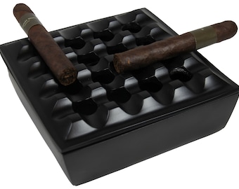 Cigar Grid Modern Ashtray Black 7 inch by 7 inch