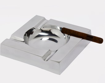Cigar Ashtray || Aluminum Metal || Square Design || Soft Non-slip Bottom || Cigar Accessory