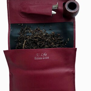 Bolsa enrollable para pipa de fumar, estuche para guardar tabaco de pipa, estuche humectante para tabaco y accesorios como apisonador de pipa, limpiadores de pipa Rojo