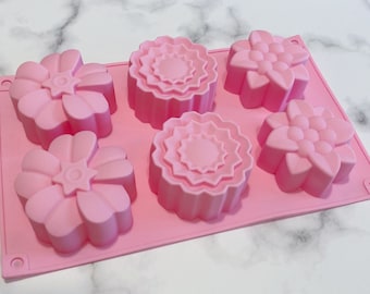 2.75"Diameter /6 Cavities Flower Silicone Mold/ Flower Silicone Soap Mold/ Flower Soap Mold/ Flower Mold/ Flower Mold