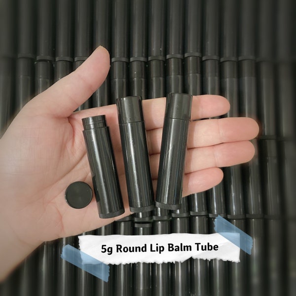 5g/ Set of 50 pcs Round Black Empty Lip Balm Tubes/ Lip Balm Tubes/ Lipstick Containers/ Black Lip Balm Tubes/ Circle balm tube/ lipstick