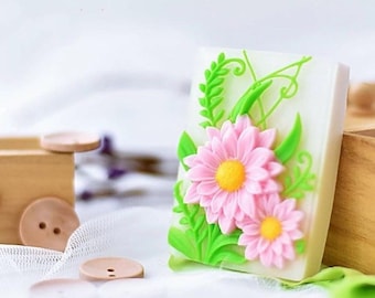 3"x2"0.75" /1 Cavity Sun Flower Silicone Mold/ Flower Silicone Soap Mold/ Sunflower Soap Mold/ Rectangle Mold/ Flower Candle Mold