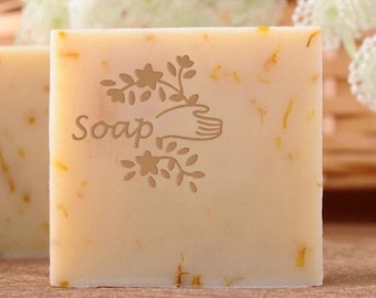 S037/ Handmade Soap Stamp Mold - Plant and Hand Design
