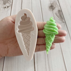 Type C/ 3.1&quot;x1.25&quot;x1&quot;/ 1 Cavity Ice Cream Cone Silicone Mold/Ice Cream Scoop Silicone Soap Mold/ Ice Cream Soap Mold/ Ice Cream resin Mold/