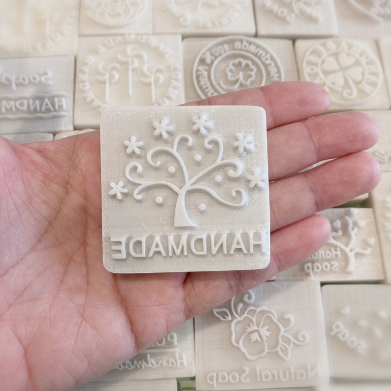 S003 Stars Tree with Text Handmade Soap Stamp Handmade Cookie Stamp Resin Stamp