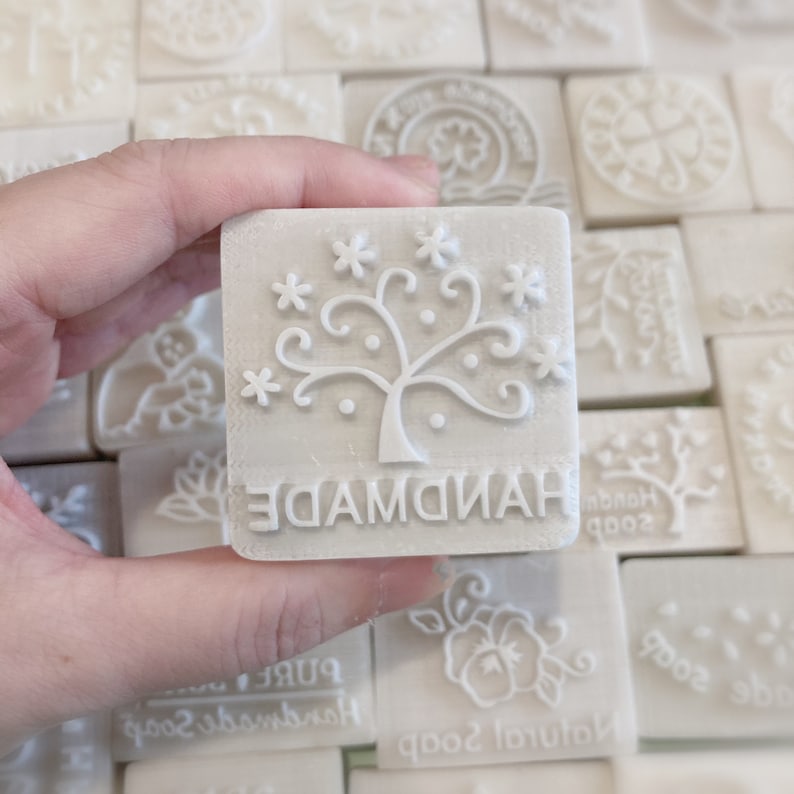 S003 Stars Tree with Text Handmade Soap Stamp Handmade Cookie Stamp Resin Stamp