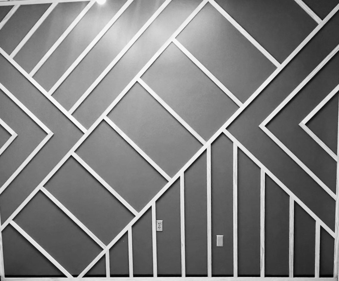 Custom Geometric Wood Accent Wall Design and Installation Etsy