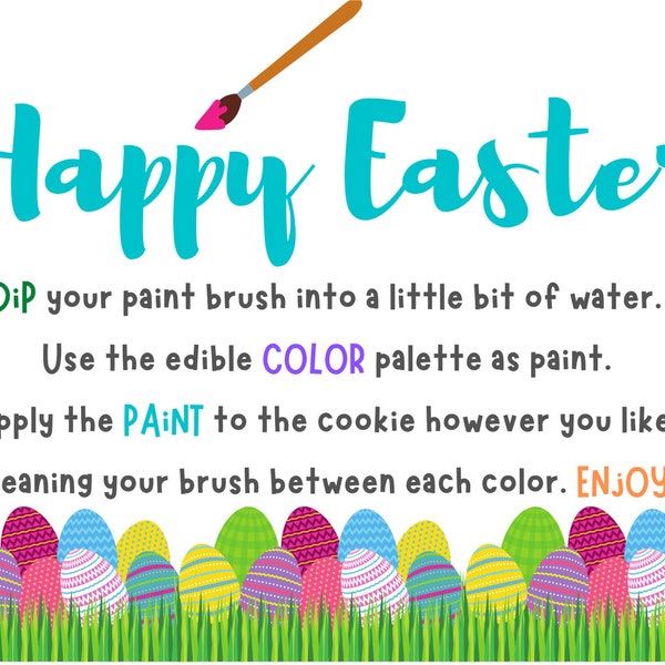 Paint Your Own Eggs Carton LABEL ONLY - PYO Easter Label Digital Download Color and Colour
