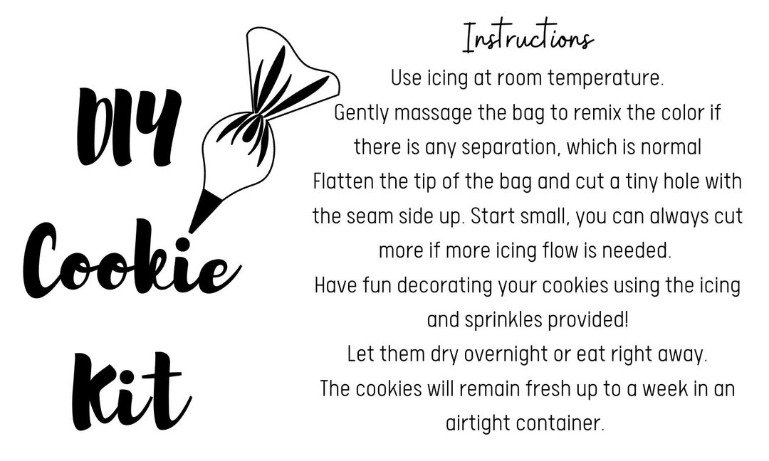 DIY Cookie Kit Instructions INSTANT DOWNLOAD Etsy
