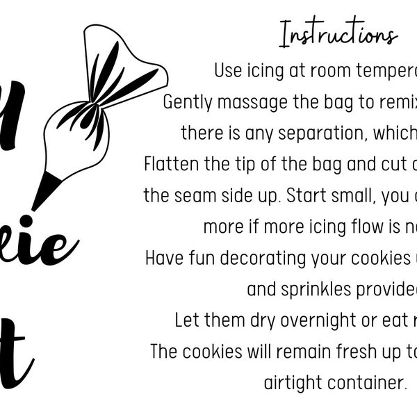 DIY Cookie Kit Instructions INSTANT DOWNLOAD