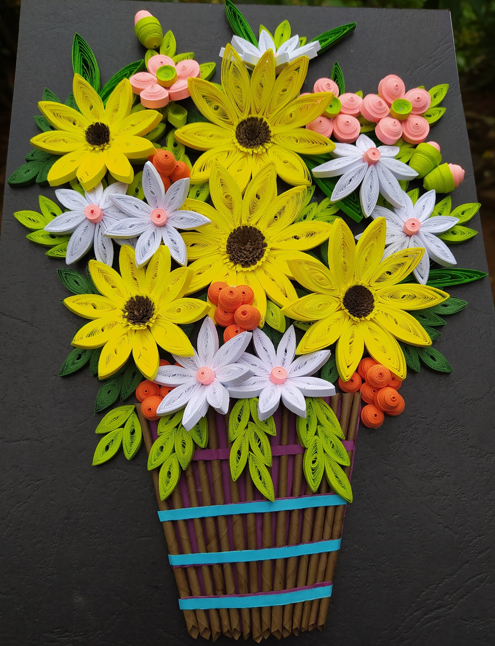 Paper Quilling Flowers Basket.3d Original Quilling Art Etsy