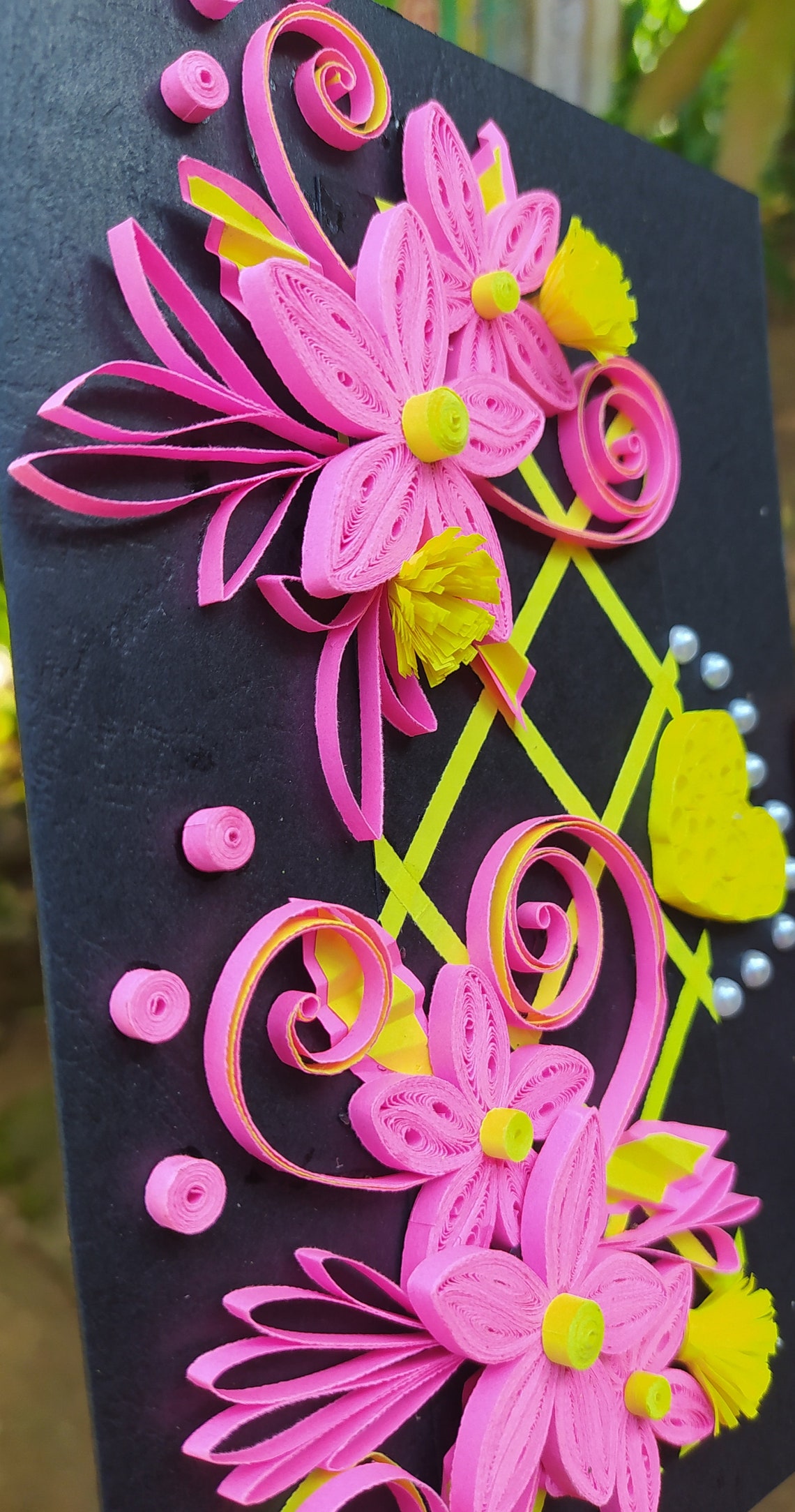 Paper Quilling Pink Color Flowers With Small Yellow Color Etsy
