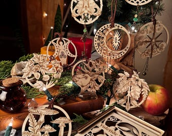 Celtic Forest Ornament Set – Vintage, Unique, Holiday Decorations, Pagan Yule, Witchy Nature, Personalized Holiday Decor
