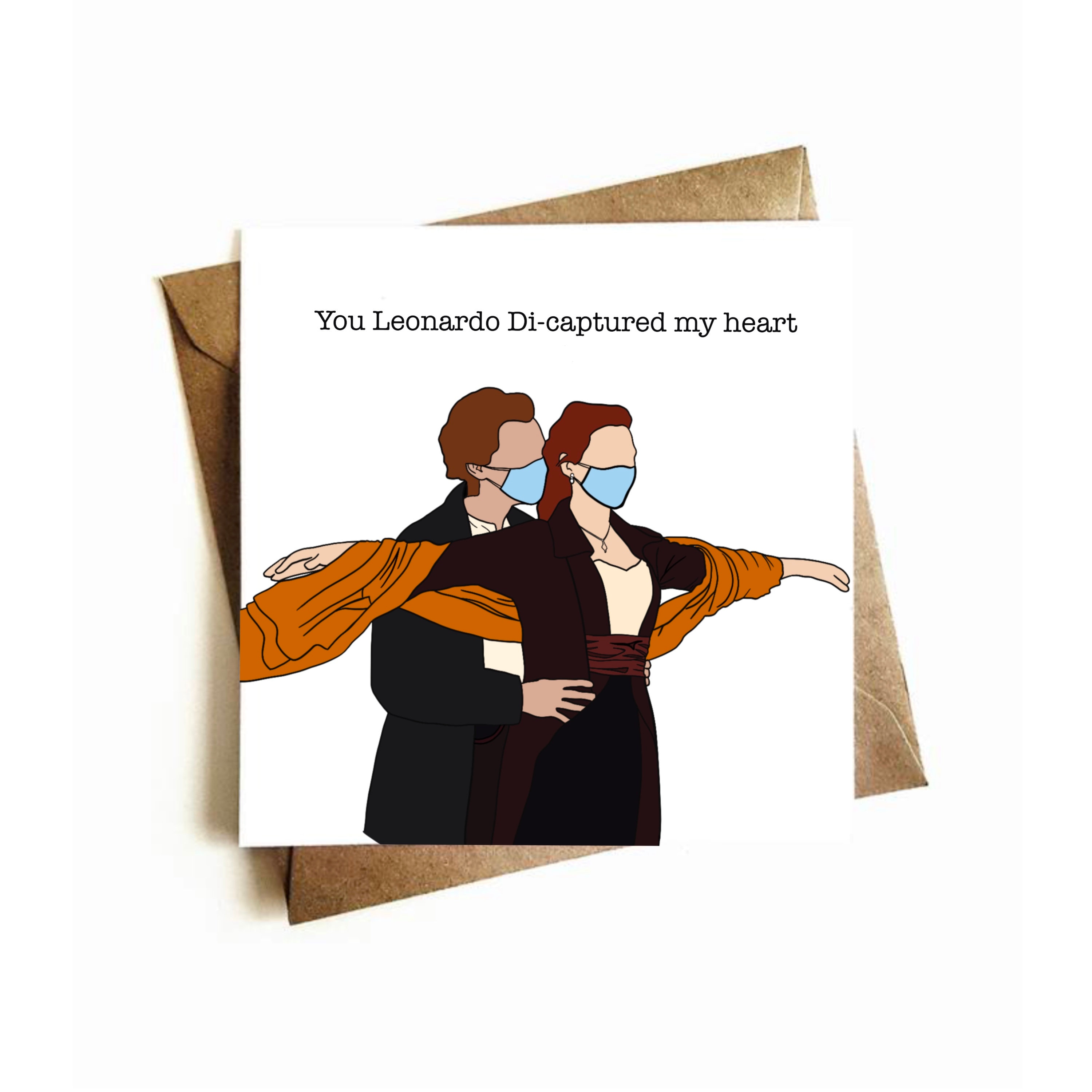 Titanic Valentines day card Jack and Rose with Covid mask Etsy