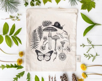 FORAGE GIFT BAG ~ Zipper Pouch ~ Reusable ~ Organic cotton ~ produce bag ~ Market bag ~ eco friendly ~ gift bag