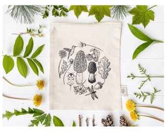 NATURE GIFT BAG ~ Zipper Pouch ~ Reusable ~ Organic cotton ~ produce bag ~ Market bag ~ eco friendly ~ gift bag