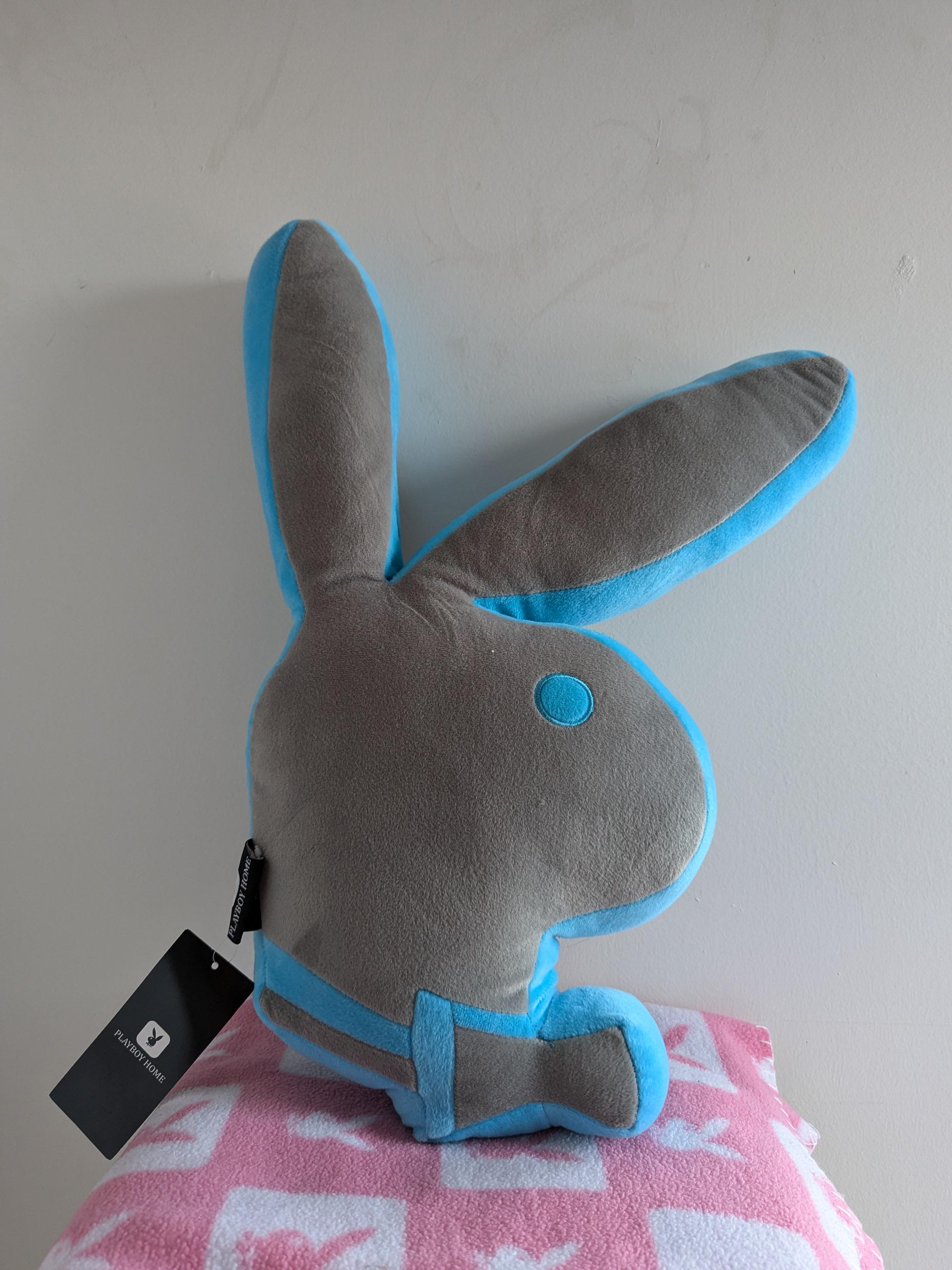 Playboy Original Bunny Shaped Pillow - Gray and blue