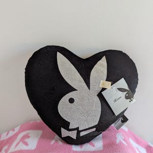 Playboy Black Original Heart Shaped Pillow