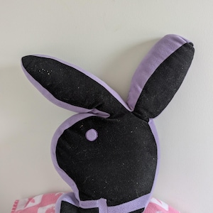 Playboy Original Bunny Shaped Pillow - Purple / Black.  High wear